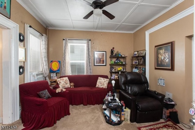 280 E Hazelwood Ave, Rahway City, NJ 07065 - living area featuring a ceiling fan and carpet floors
