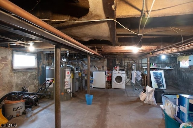 280 E Hazelwood Ave, Rahway City, NJ 07065 - below grade area with water heater, washing machine and dryer, and fridge