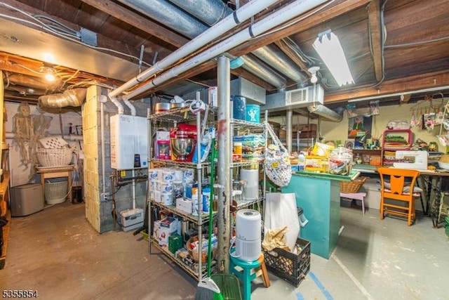 view of unfinished basement