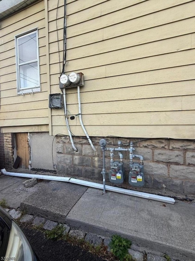 exterior view of gas meter and electric meter