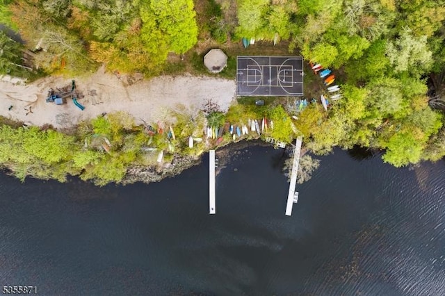 aerial view of a nearby body of water