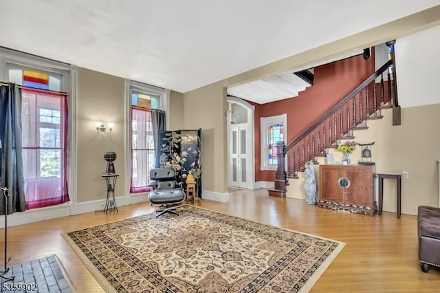 128 W High St, Somerville Boro, NJ 08876 - foyer entrance with plenty of natural light, wood finished floors, and stairs