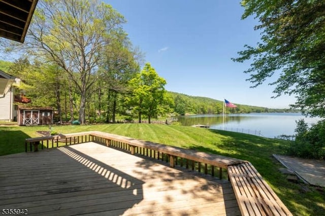 7 Capstan Rd, West Milford Twp, NJ 07480 - deck with a water view and a yard