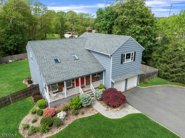 53 Woodland Ave, Morris Twp, NJ 07960 - view of front of house featuring covered porch, a shingled roof, driveway, and a garage