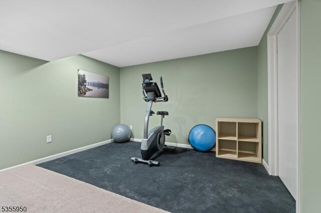 53 Woodland Ave, Morris Twp, NJ 07960 - exercise room with baseboards and carpet flooring