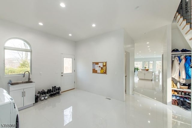 34 W Shore Rd, Mountain Lakes Boro, NJ 07046 - foyer with stairs, recessed lighting, and light tile patterned floors