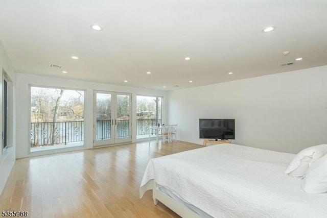 34 W Shore Rd, Mountain Lakes Boro, NJ 07046 - bedroom featuring access to outside, recessed lighting, and light wood-type flooring
