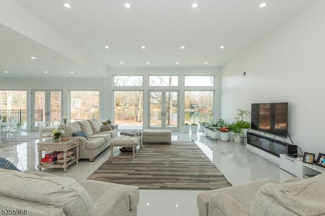 34 W Shore Rd, Mountain Lakes Boro, NJ 07046 - living room featuring recessed lighting and french doors