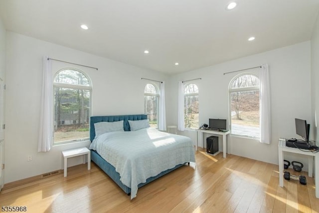 34 W Shore Rd, Mountain Lakes Boro, NJ 07046 - bedroom with light wood-type flooring, an office area, and recessed lighting