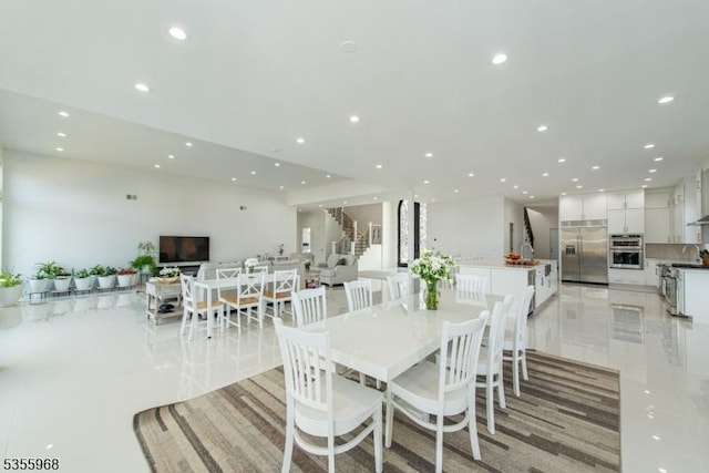 34 W Shore Rd, Mountain Lakes Boro, NJ 07046 - dining space with recessed lighting and light tile patterned floors