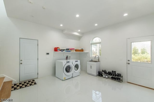 34 W Shore Rd, Mountain Lakes Boro, NJ 07046 - laundry room featuring washing machine and dryer and recessed lighting