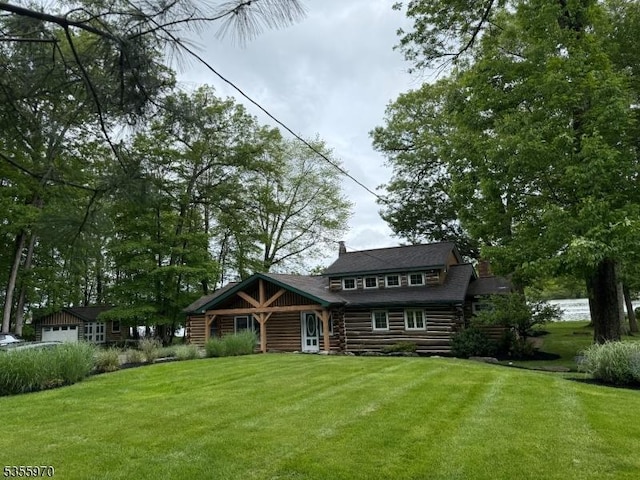217 Bearfort Rd, West Milford Twp, NJ 07480 - cabin featuring log siding and a front lawn