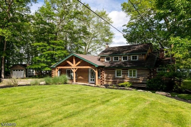 217 Bearfort Rd, West Milford Twp, NJ 07480 - log cabin featuring log exterior and a front lawn