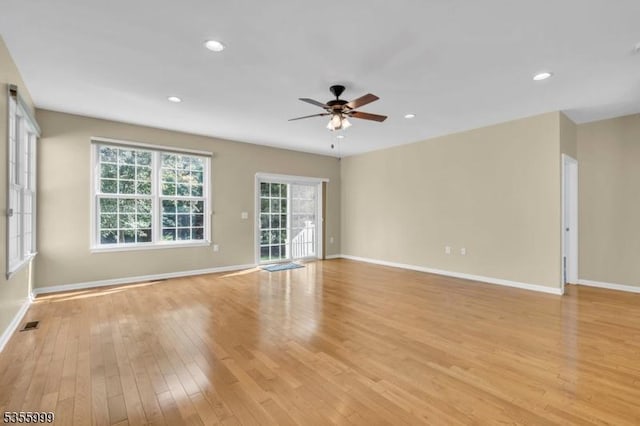 27 Jays Cor, Franklin Twp, NJ 08873 - empty room with a ceiling fan, light wood-style flooring, and recessed lighting