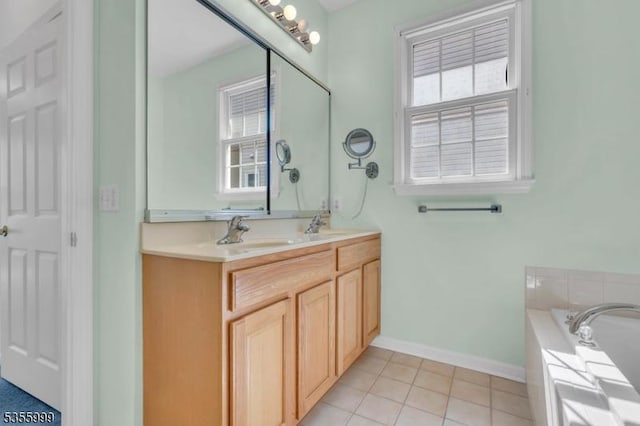 27 Jays Cor, Franklin Twp, NJ 08873 - full bath featuring plenty of natural light, double vanity, tile patterned floors, and a bath