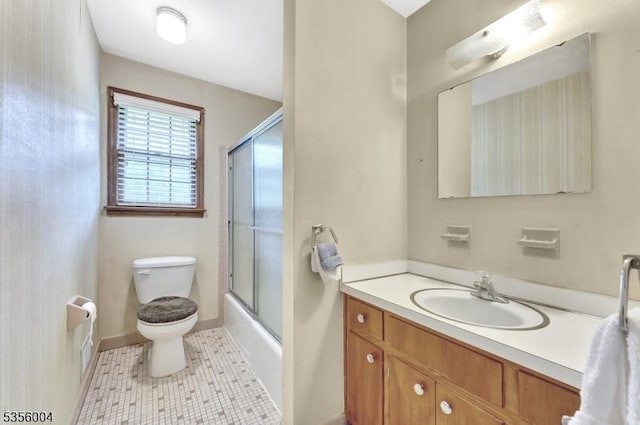 45 Ninth St, Hillsborough Twp, NJ 08821 - bathroom featuring vanity, enclosed tub / shower combo, and tile patterned floors