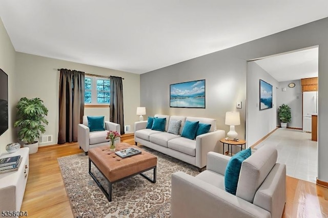45 Ninth St, Hillsborough Twp, NJ 08821 - living room with light wood-type flooring and baseboards