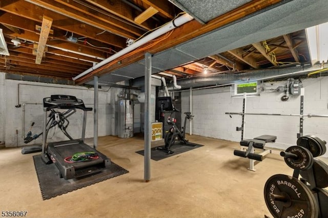 exercise area with gas water heater