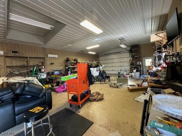 garage featuring a workshop area