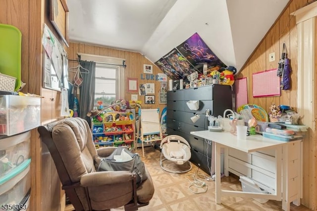 124 E Main St, Paterson City, NJ 07522 - interior space featuring wooden walls and lofted ceiling