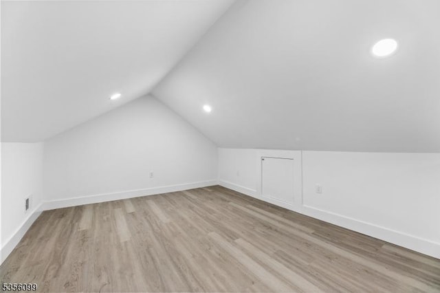 19 Oak Rd, Boonton Twp, NJ 07005 - bonus room featuring vaulted ceiling, wood finished floors, baseboards, and recessed lighting