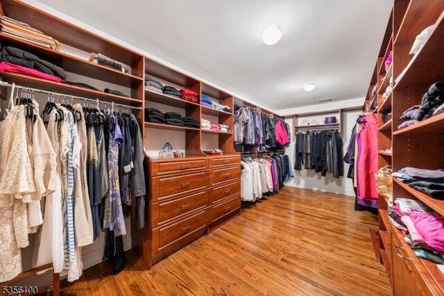 walk in closet featuring light wood finished floors