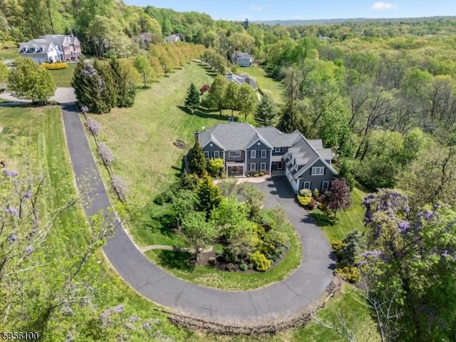 view of property location featuring a forest