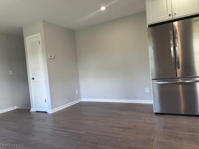 25 Ivy Pl, Vernon Twp, NJ 07418 - kitchen featuring freestanding refrigerator, dark wood-style flooring, baseboards, and recessed lighting