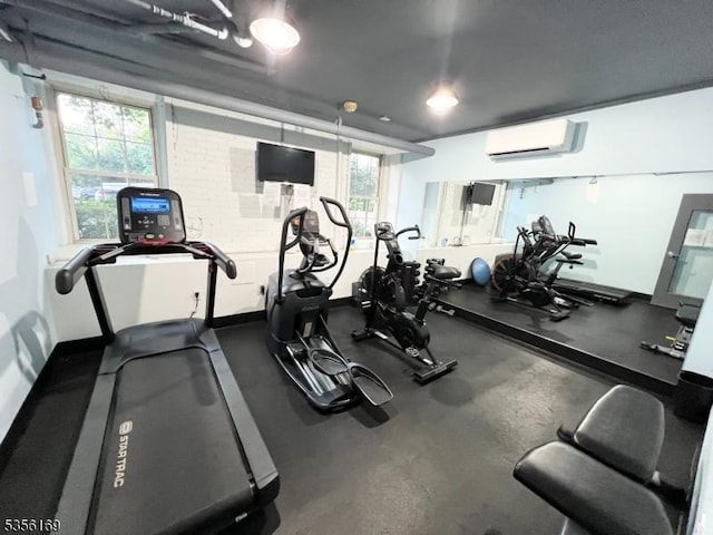 133 Summit Ave Unit 30, Summit City, NJ 07901 - workout area with a wall mounted air conditioner and baseboards