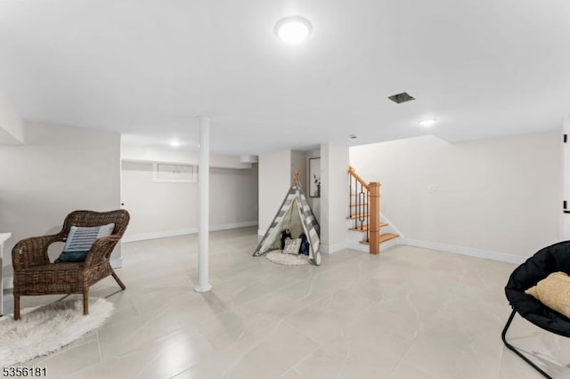 2227 Pine Ter, Scotch Plains Twp, NJ 07076 - finished basement featuring stairway, baseboards, and recessed lighting
