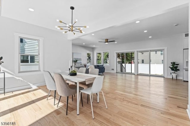 2227 Pine Ter, Scotch Plains Twp, NJ 07076 - dining space with a chandelier, light wood-style flooring, recessed lighting, and baseboards