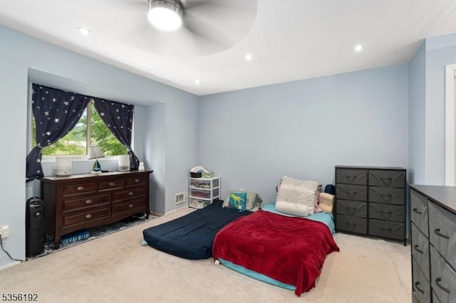 130 Chelsea Way, Bridgewater Twp, NJ 08807 - bedroom featuring carpet flooring, ceiling fan, and recessed lighting