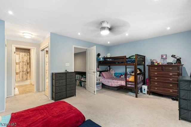 130 Chelsea Way, Bridgewater Twp, NJ 08807 - carpeted bedroom featuring recessed lighting, a ceiling fan, and connected bathroom