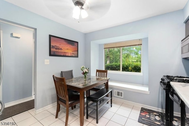130 Chelsea Way, Bridgewater Twp, NJ 08807 - dining space featuring ceiling fan, baseboards, and light tile patterned flooring