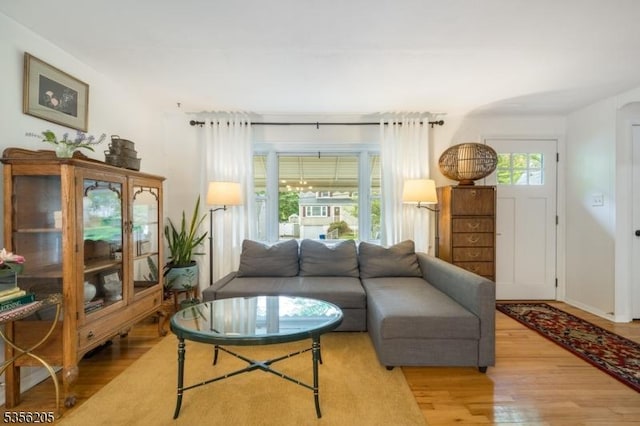 living area with light wood-style flooring