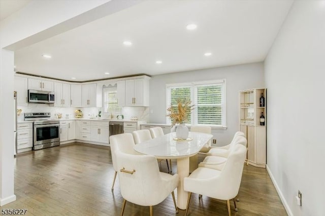 10 Longview Rd, Andover Twp, NJ 07860 - dining space featuring wood finished floors, baseboards, and recessed lighting