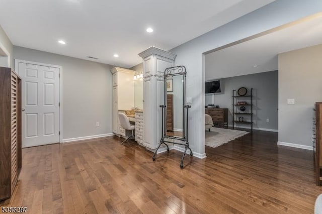 30 Southgate Dr, Clinton Twp, NJ 08801 - interior space with wood finished floors, baseboards, recessed lighting, and an office area