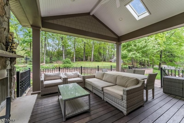 30 Southgate Dr, Clinton Twp, NJ 08801 - deck featuring an outdoor hangout area and view of scattered trees