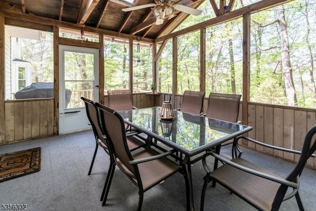 6 Longview Ln, Vernon Twp, NJ 07461 - sunroom featuring ceiling fan, outdoor dining area, and lofted ceiling