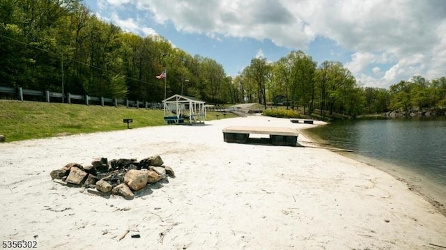 6 Longview Ln, Vernon Twp, NJ 07461 - view of community featuring a forest view, a water view, and an outdoor fire pit