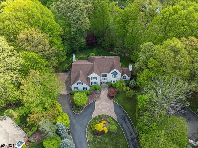 aerial view of property's location with a forest