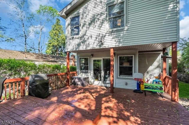 deck with a grill