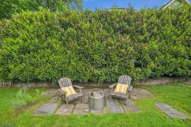 view of green lawn with a patio area