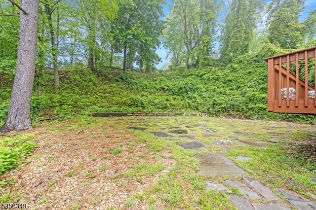 view of yard with a deck