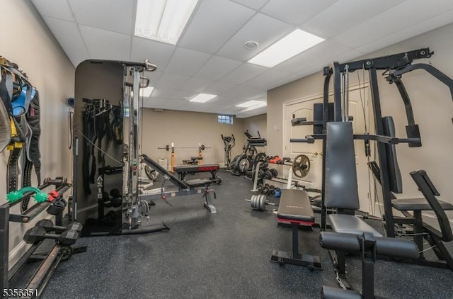 152 Whitebridge Rd, Franklin Twp, NJ 08867 - exercise room featuring a drop ceiling