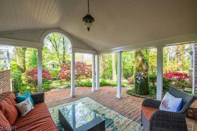 view of patio featuring an outdoor living space