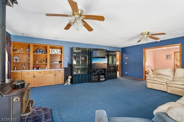 75 Wolfs Corner Rd, Green Twp, NJ 07860 - living area featuring a ceiling fan and carpet flooring