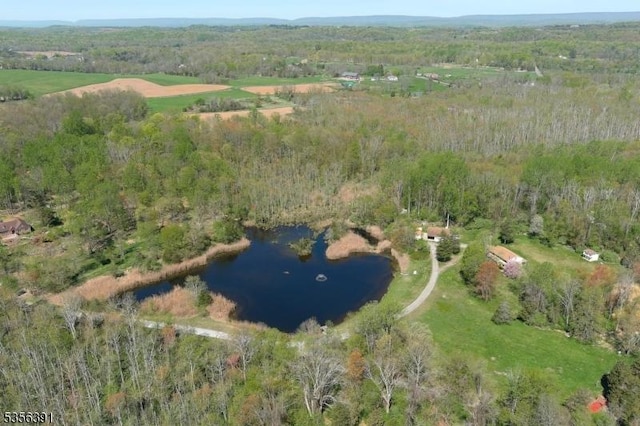 75 Wolfs Corner Rd, Green Twp, NJ 07860 - aerial overview of property's location featuring a large body of water and a heavily wooded area