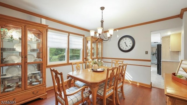 12 Fox Chase Run, Hillsborough Twp, NJ 08844 - dining space with a chandelier, wood finished floors, ornamental molding, and baseboards