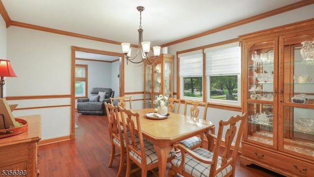 12 Fox Chase Run, Hillsborough Twp, NJ 08844 - dining room featuring a chandelier, ornamental molding, healthy amount of natural light, wood finished floors, and baseboards